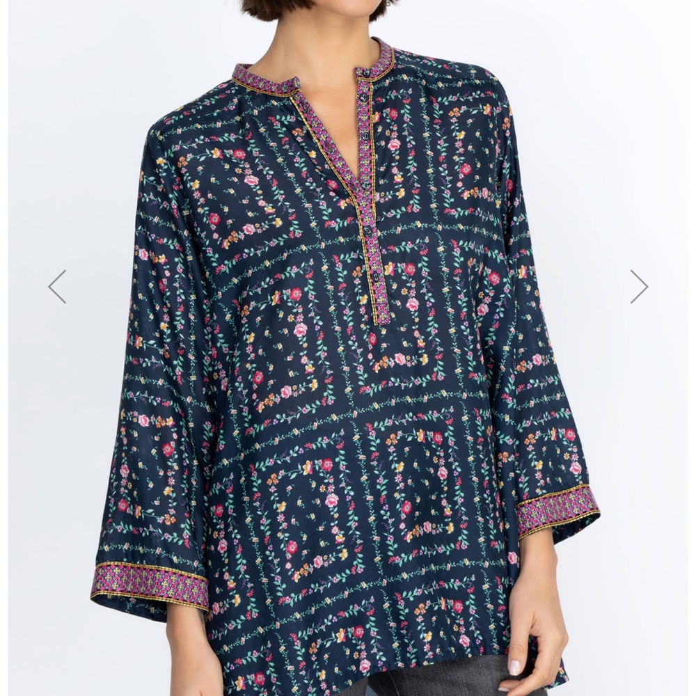 Johnny Was navy floral tunic
